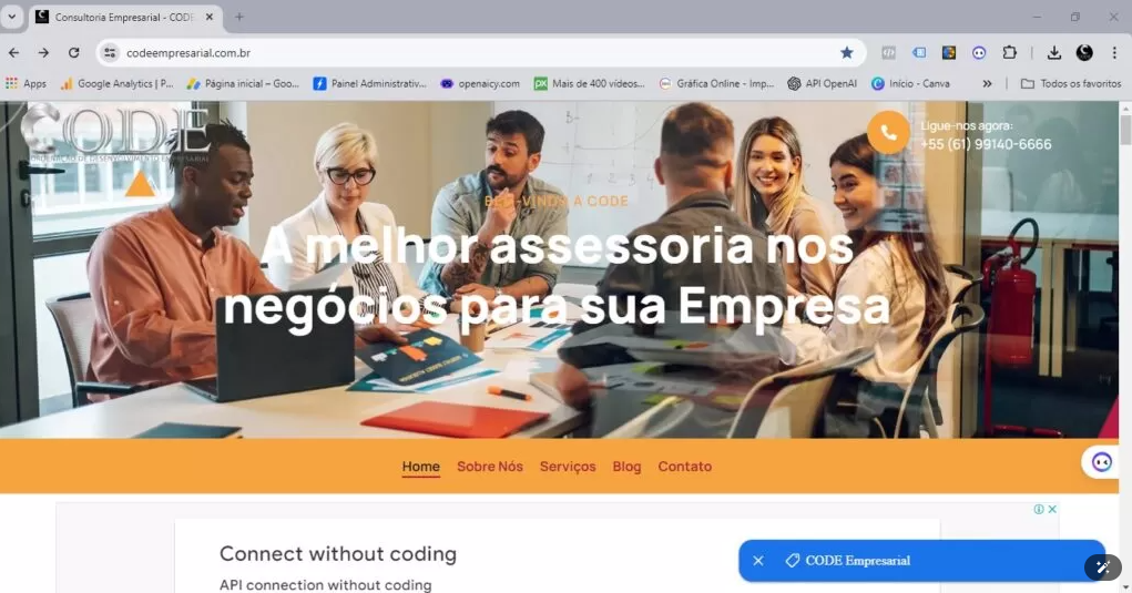 desenvolvimento web site code empresarial